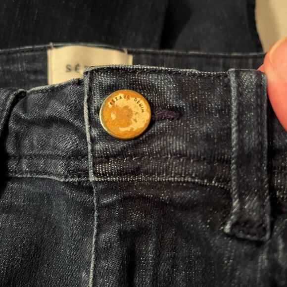 Sézane High Rise Skinny Jeans Dark Indigo Denim Size 26 Stretch Cotton Blend - Picture 8 of 9